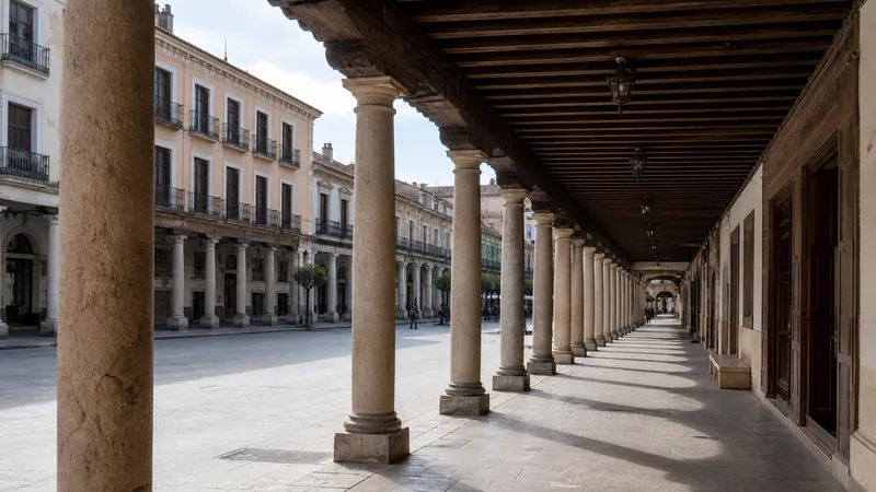 Soportales y balcones de la calle Mayor de Alcalá de Henares